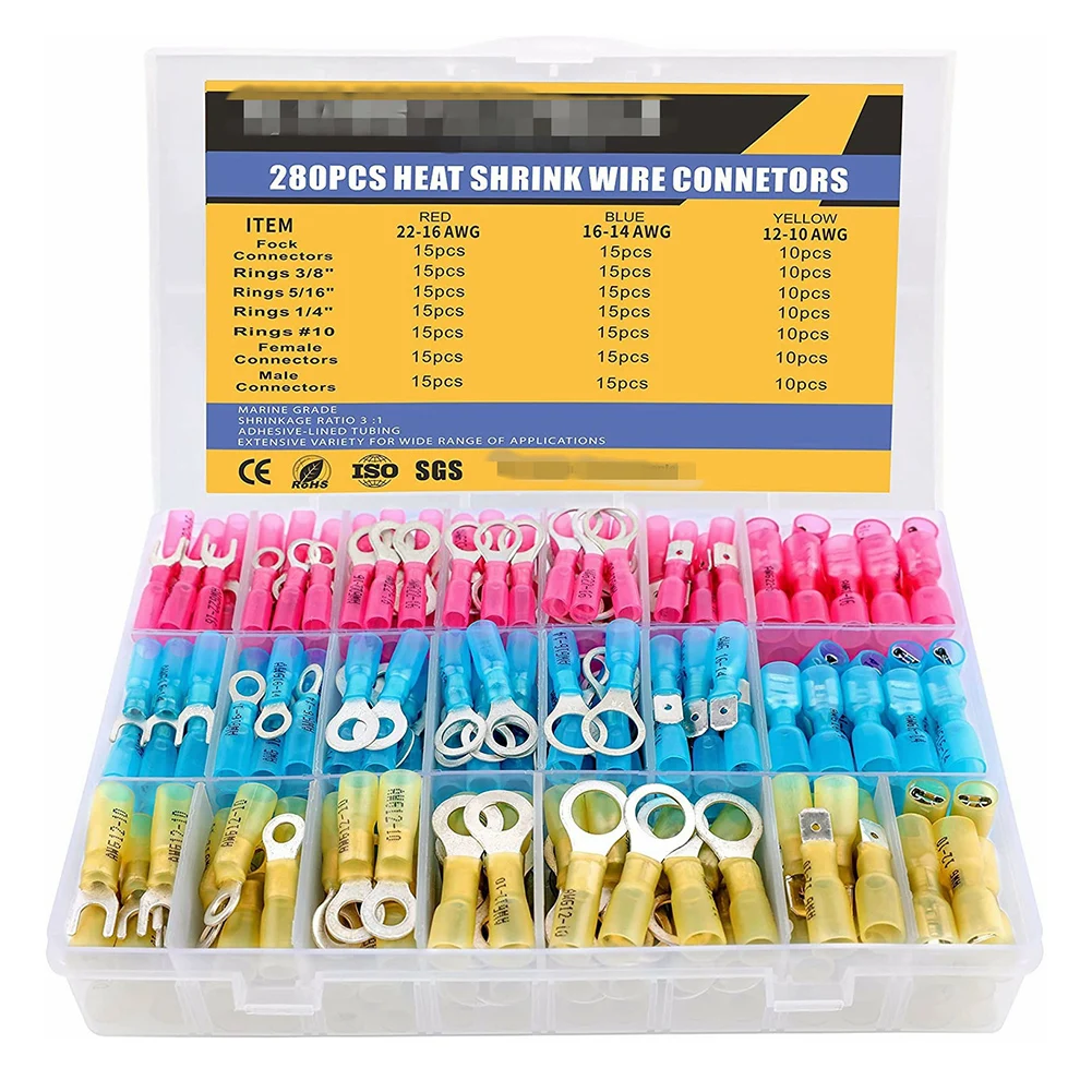 Reliable Waterproof Heat Shrink Wire Connectors Kit Contains Crimp Connectors in a Variety of Sizes and Colors
Reliable Waterproof Heat Shrink Wire Connectors Kit Contains Crimp Connectors in a Variety of Sizes and Colors