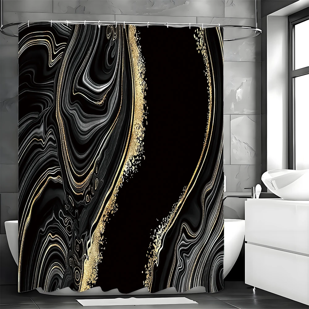 Luxury Abstract Background Liquid Black and Gold Marble Texture Shower Curtain, Bathroom Decorative Shower Curtain, Waterproof S
Luxury Abstract Background Liquid Black and Gold Marble Texture Shower Curtain, Bathroom Decorative Shower Curtain, Waterproof S