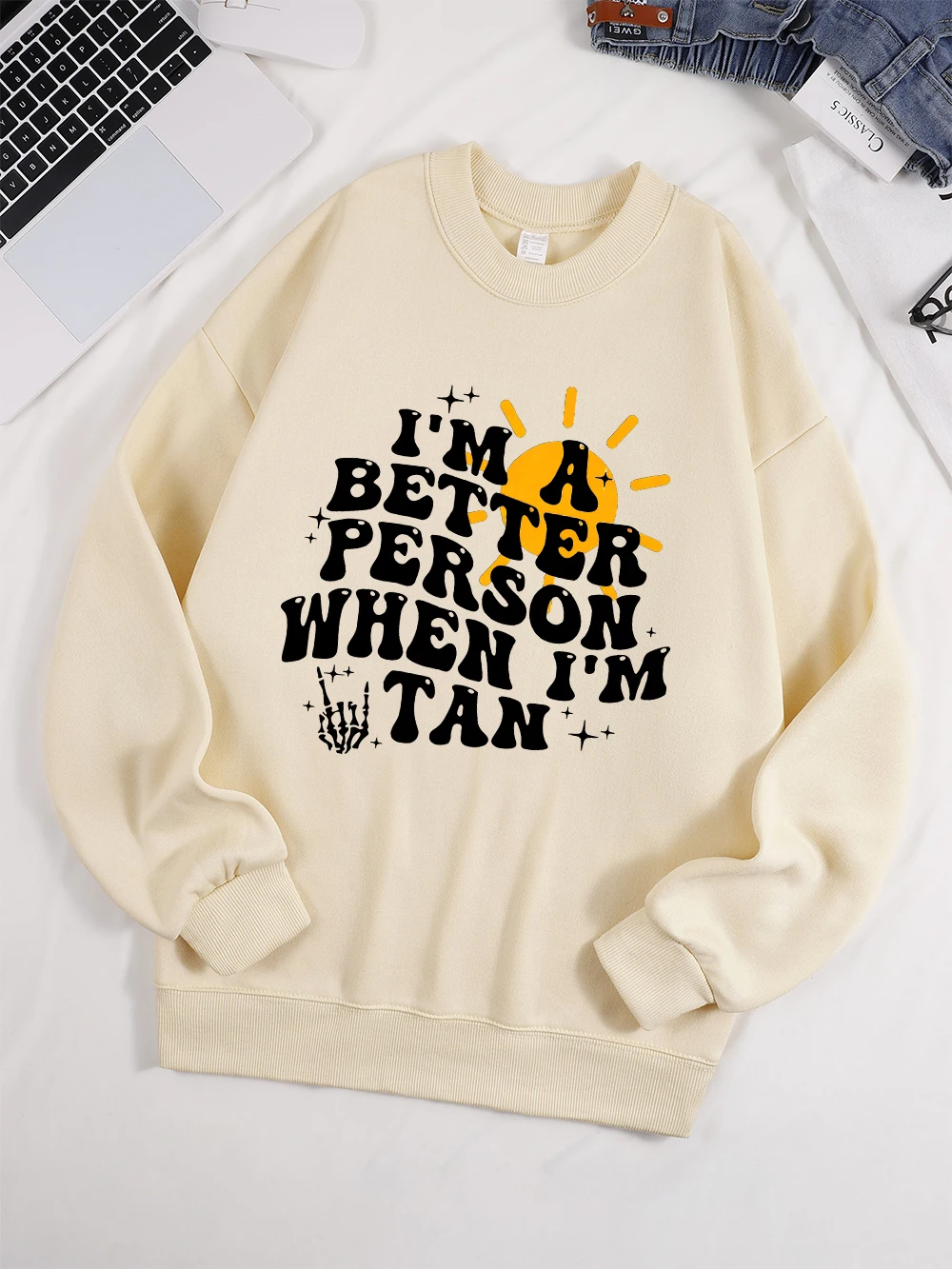 I Am A Better Person When I Am Tan Prints Sweatshirt Women O-Neck Comfortable Hoodie Loose Fleece Warm Tops Winter Soft Clothes
I Am A Better Person When I Am Tan Prints Sweatshirt Women O-Neck Comfortable Hoodie Loose Fleece Warm Tops Winter Soft Clothes