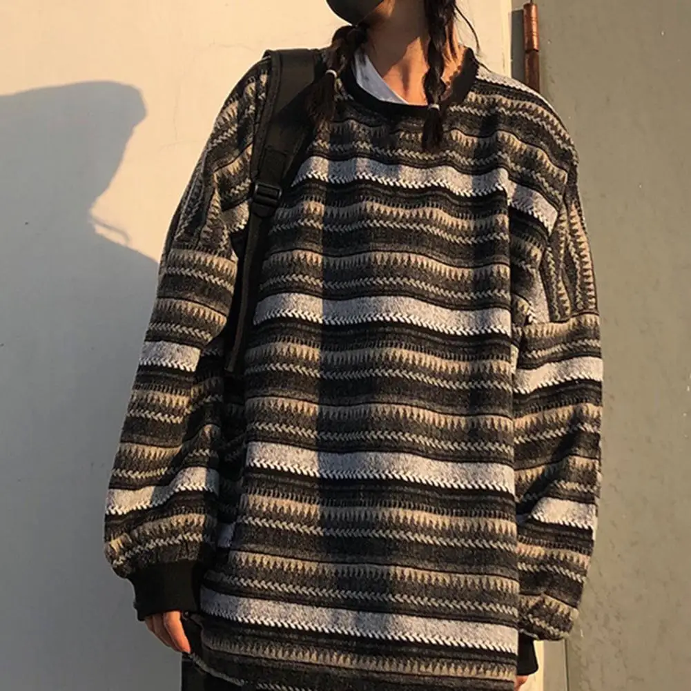 Women Sweater Vintage Stripe Knitwear Sweaters Winter Harajuku Round Neck Pockets Pockets Oversized Pullover Sweater Tops
Women Sweater Vintage Stripe Knitwear Sweaters Winter Harajuku Round Neck Pockets Pockets Oversized Pullover Sweater Tops