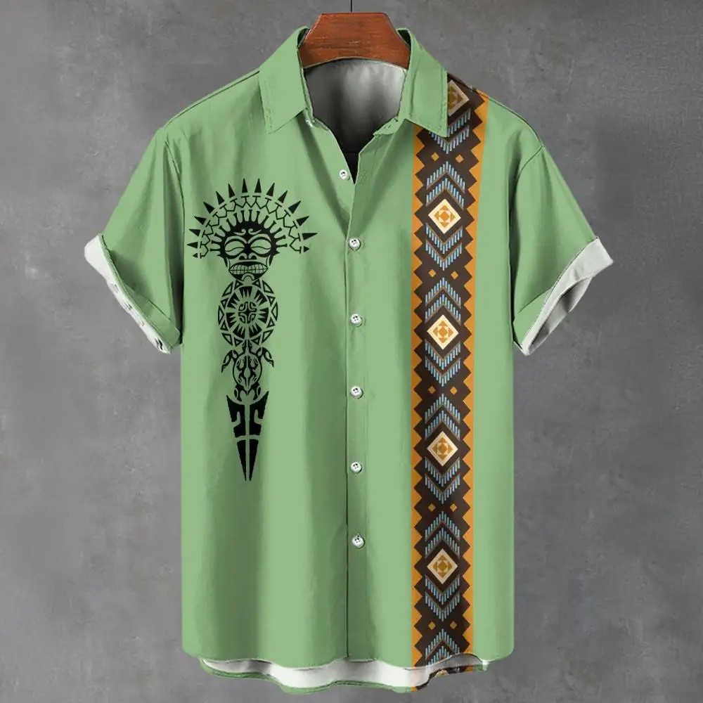 Vintage Men's Shirt Ethnic Pattern Print Short Sleeve Tees Lapel Shirts Summer Fashion Casual Streetwear Male Oversized Clothing
Vintage Men's Shirt Ethnic Pattern Print Short Sleeve Tees Lapel Shirts Summer Fashion Casual Streetwear Male Oversized Clothing