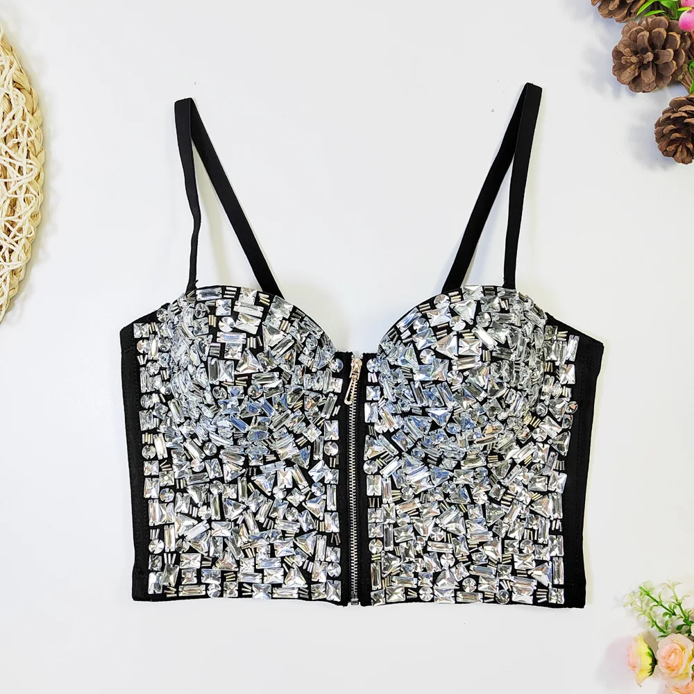 European And American Beaded Rhinestone Fishbone Bustier, Zipper Cardigan Strapless Top, Sexy Pure Desire Body-Shaping Top
European And American Beaded Rhinestone Fishbone Bustier, Zipper Cardigan Strapless Top, Sexy Pure Desire Body-Shaping Top