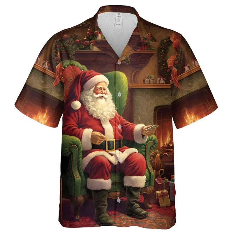 Santa Claus Hawaiian Shirts For Men Xmas 2025 Casual Button Down Short Sleeve Shirt Happy New Year Man Streetwear Blouses Tops
Santa Claus Hawaiian Shirts For Men Xmas 2025 Casual Button Down Short Sleeve Shirt Happy New Year Man Streetwear Blouses Tops