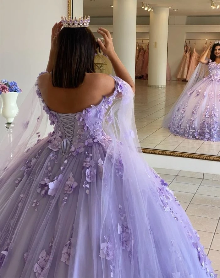 Lavender Princess Quinceanera Dresses Ball Gown Off The Shoulder Tulle Floral Sweet 16 Dresses 15 Años Mexican Customized
Lavender Princess Quinceanera Dresses Ball Gown Off The Shoulder Tulle Floral Sweet 16 Dresses 15 Años Mexican Customized