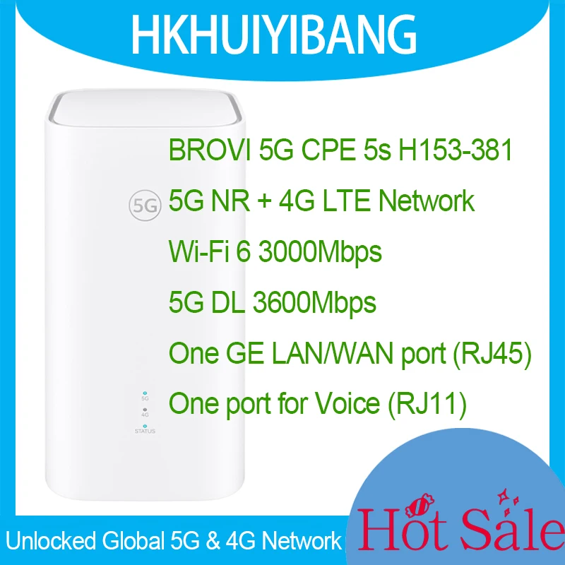 Unlocked BROVI 5G CPE 5s H153-381 WiFi 6 AX3000 Mobile Wireless Router Dual Band 5G 4G LTE CAT18 Sim Card Home Office WiFi Modem
Unlocked BROVI 5G CPE 5s H153-381 WiFi 6 AX3000 Mobile Wireless Router Dual Band 5G 4G LTE CAT18 Sim Card Home Office WiFi Modem