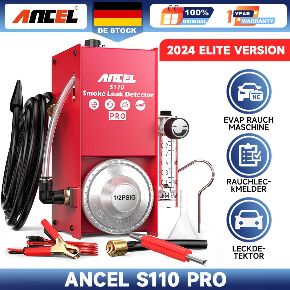 ANCEL S110 Pro Car Smoke Leak Detector Machine with Air Pump Evap Vacuum Tester Fuel Pipe Leakage Locator Diagnostic Tool
ANCEL S110 Pro Car Smoke Leak Detector Machine with Air Pump Evap Vacuum Tester Fuel Pipe Leakage Locator Diagnostic Tool 