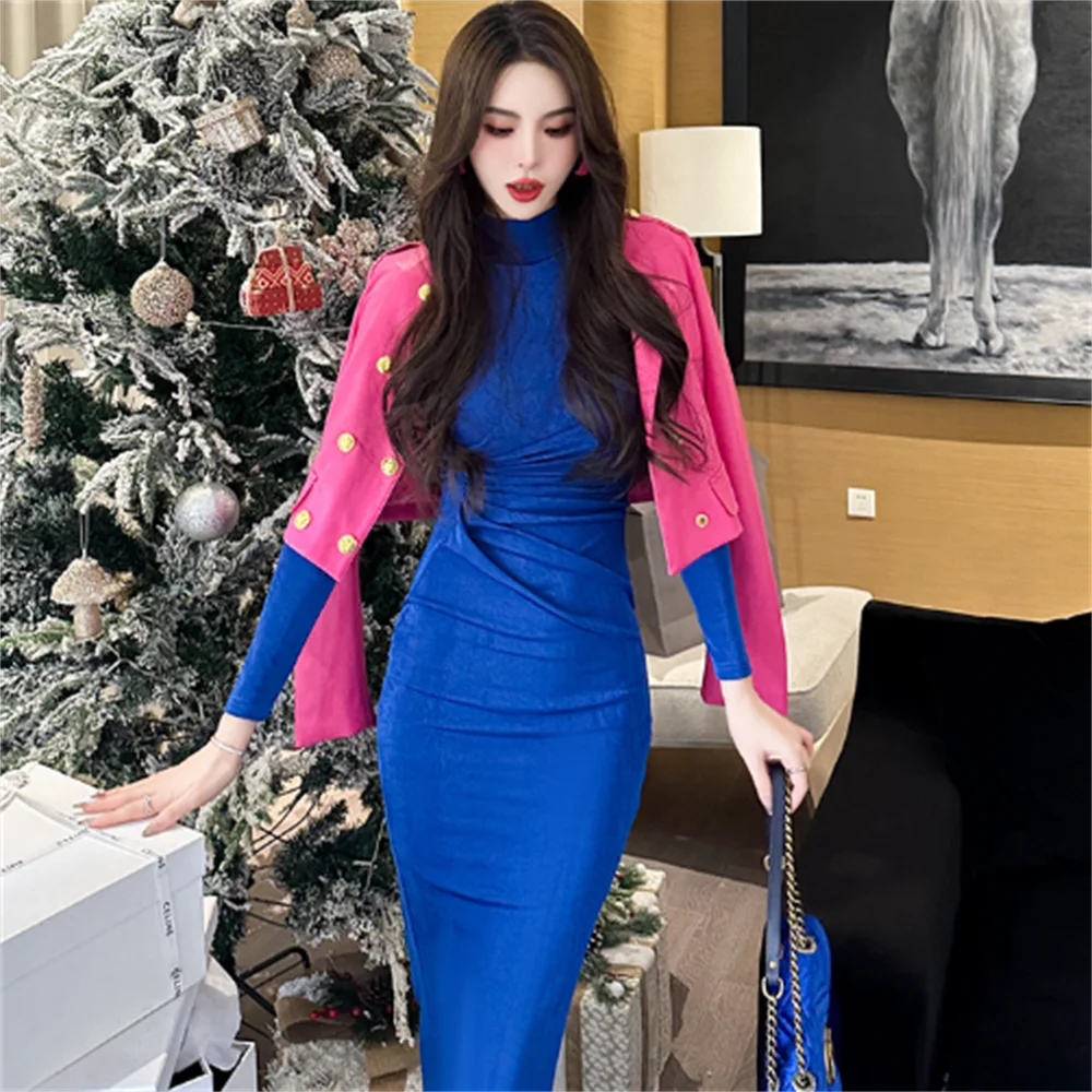 autumn style new vertical collar elastic slim skinny dress bottom-bottomed party dress
autumn style new vertical collar elastic slim skinny dress bottom-bottomed party dress