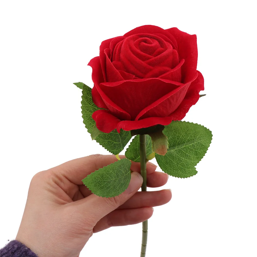 Creative Wedding Ring Holder Realistic Red Velvet Rose Flower Ring Box Packaging Flocked Artificial Rose Jewelry Display Box
Creative Wedding Ring Holder Realistic Red Velvet Rose Flower Ring Box Packaging Flocked Artificial Rose Jewelry Display Box