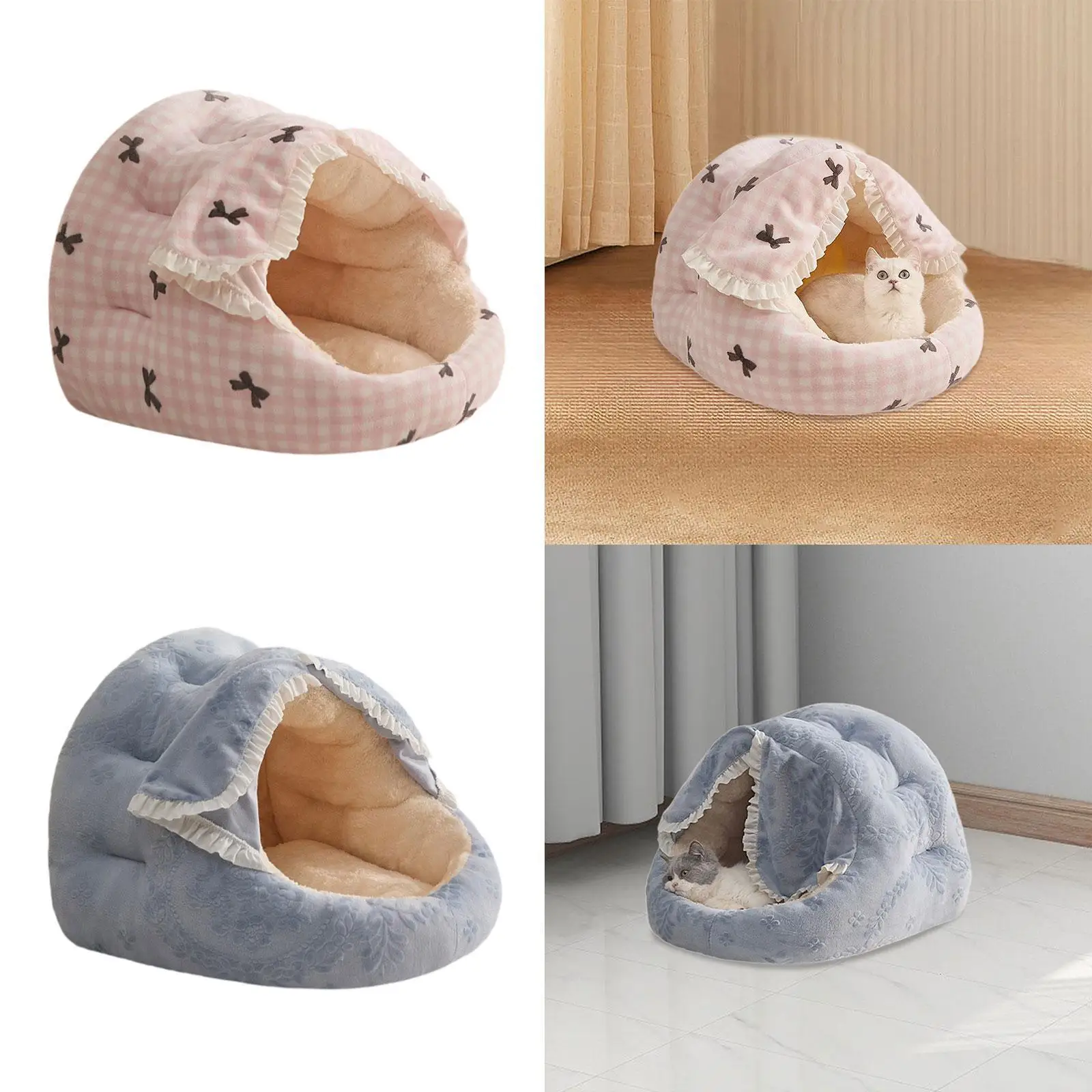 Cat Bed Cave Covered Cat Bed Soft with Door Curtain, Hooded Plush Cave Round Pet Bed for Bunny, Hamster, Hedgehog
Cat Bed Cave Covered Cat Bed Soft with Door Curtain, Hooded Plush Cave Round Pet Bed for Bunny, Hamster, Hedgehog