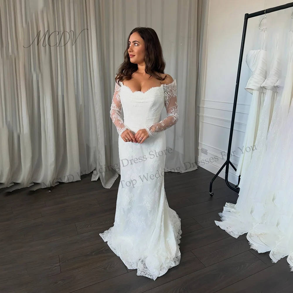 Lace Wedding Dresses 2026 Full Sleeve Off Shoulder Backless Elegant vestido de noiva sereia Dresses For Bride Customized
Lace Wedding Dresses 2026 Full Sleeve Off Shoulder Backless Elegant vestido de noiva sereia Dresses For Bride Customized