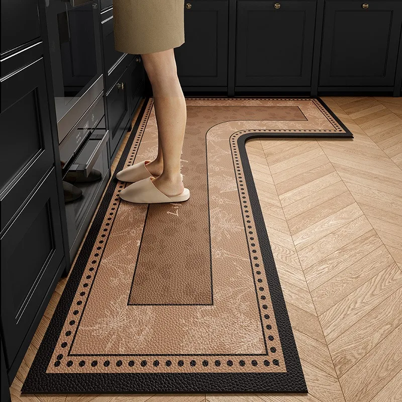 Kitchen Floor Mat PVC Waterproof Non-slip Carpet L Shape Brown Leather Foot Mat Floral rug Texture Home Decorative Carpets
Kitchen Floor Mat PVC Waterproof Non-slip Carpet L Shape Brown Leather Foot Mat Floral rug Texture Home Decorative Carpets