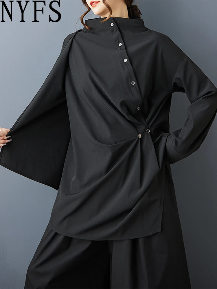 NYFS Autumn style Women Shirt Asymmetric black Long Sleeve Tops Loose Plus Size Single-Breasted Blusas Camisa Mujer
NYFS Autumn style Women Shirt Asymmetric black Long Sleeve Tops Loose Plus Size Single-Breasted Blusas Camisa Mujer