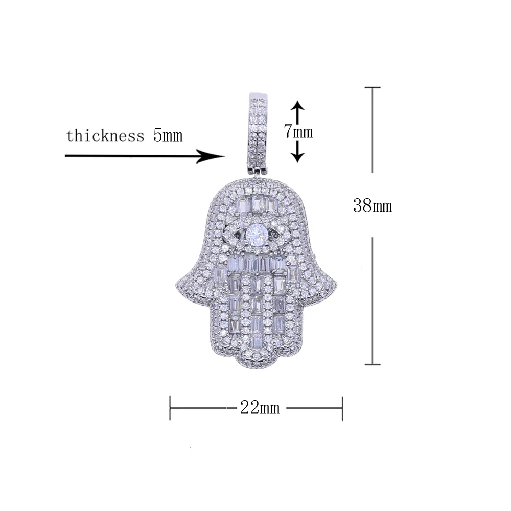 Hip Hop Fashion Bling CZ Hamsa Hand Evil Eye Pendant Cubic Zircon Necklace for Men Iced Out Cuban Rope Link Chain Punk Jewelry
Hip Hop Fashion Bling CZ Hamsa Hand Evil Eye Pendant Cubic Zircon Necklace for Men Iced Out Cuban Rope Link Chain Punk Jewelry