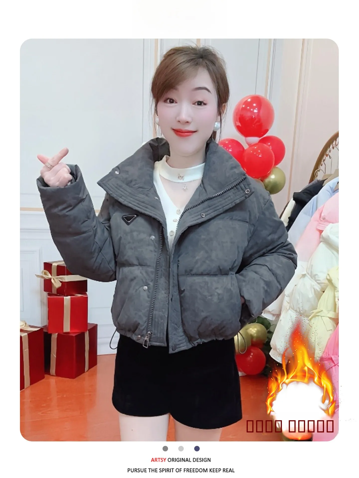 Thiened Fce Winter Jaet Long Sve Warm Women's Cotton Padded Coat Korean Sle Commute Print Zipper Splice ort Model
Thiened Fce Winter Jaet Long Sve Warm Women's Cotton Padded Coat Korean Sle Commute Print Zipper Splice ort Model