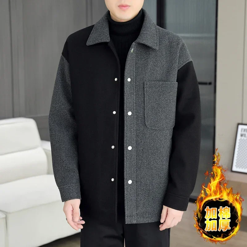 Осень-зима, толстые теплые шерстяные куртки, мужские модные свободные повседневные плащи с цветными блоками, топы, социальная деловая мужская одежда
Осень-зима, толстые теплые шерстяные куртки, мужские модные свободные повседневные плащи с цветными блоками, топы, социальная деловая мужская одежда