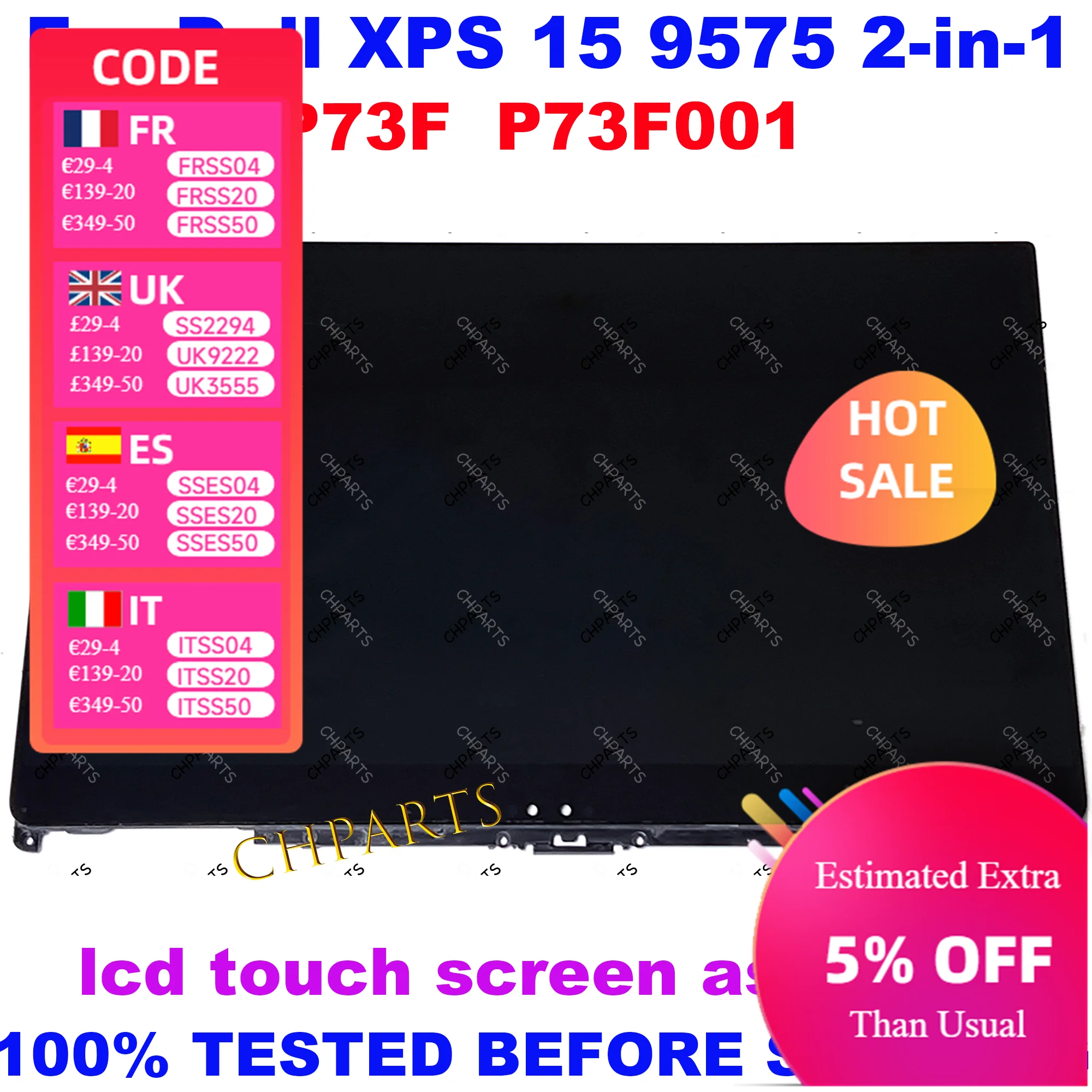 15.6" FHD UHD For Dell XPS 15 9575 2-In-1 P73F P73F001 LCD Display Screen Digitizer Laptop Replacement Assembly With Frame
15.6" FHD UHD For Dell XPS 15 9575 2-In-1 P73F P73F001 LCD Display Screen Digitizer Laptop Replacement Assembly With Frame