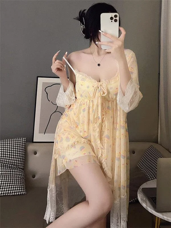 plus Size Sleepwear Set with Chest Pad Strap Women's Style Two Piece Set Summer Morning Robe Sexy Pure Desire Wind Home Clothes
plus Size Sleepwear Set with Chest Pad Strap Women's Style Two Piece Set Summer Morning Robe Sexy Pure Desire Wind Home Clothes