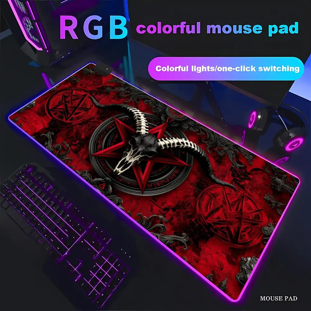 HYBXAXC Gothic Gaming Mousepad RGB , Satanic Desk Mat with Pentagram and Ritual Runes HD Gamer Large LED Light Computer Non-slip
HYBXAXC Gothic Gaming Mousepad RGB , Satanic Desk Mat with Pentagram and Ritual Runes HD Gamer Large LED Light Computer Non-slip