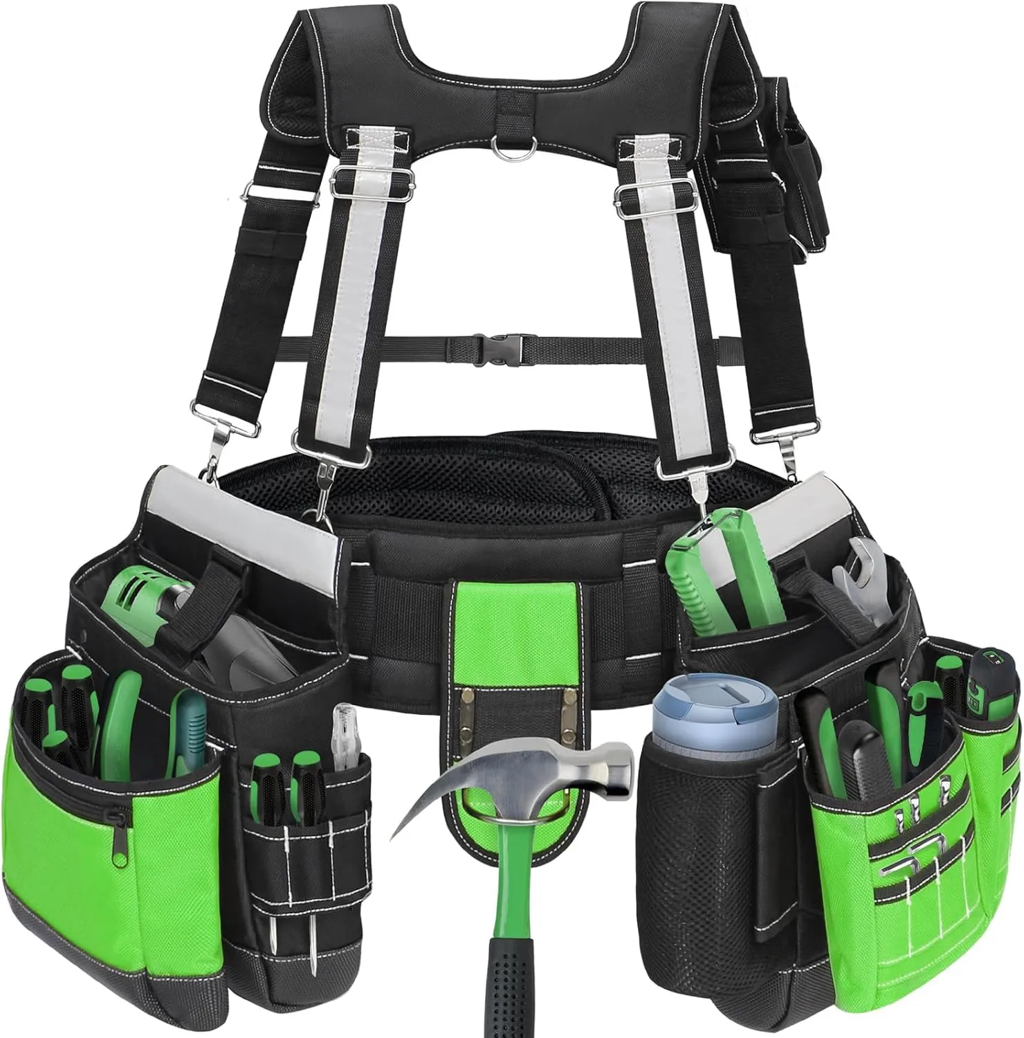 Пояс для инструментов с подтяжками для мужчин, сверхпрочный строительный пояс для инструментов с 32 карманами
Пояс для инструментов с подтяжками для мужчин, сверхпрочный строительный пояс для инструментов с 32 карманами