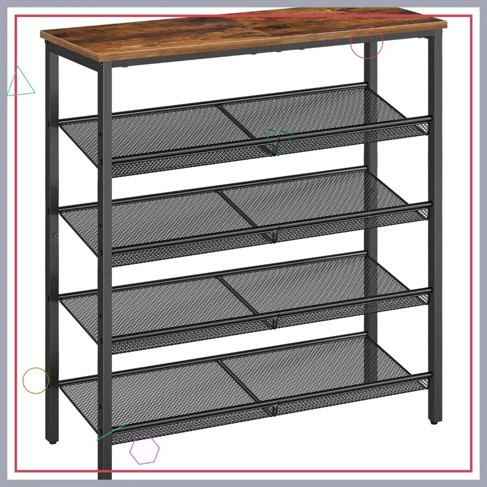 5-Tier Adjustable Mesh Shoe Rack, Industrial Metal Organizer for Entryway or Closet, Holds 16-20 Pairs, Rustic Brown
5-Tier Adjustable Mesh Shoe Rack, Industrial Metal Organizer for Entryway or Closet, Holds 16-20 Pairs, Rustic Brown