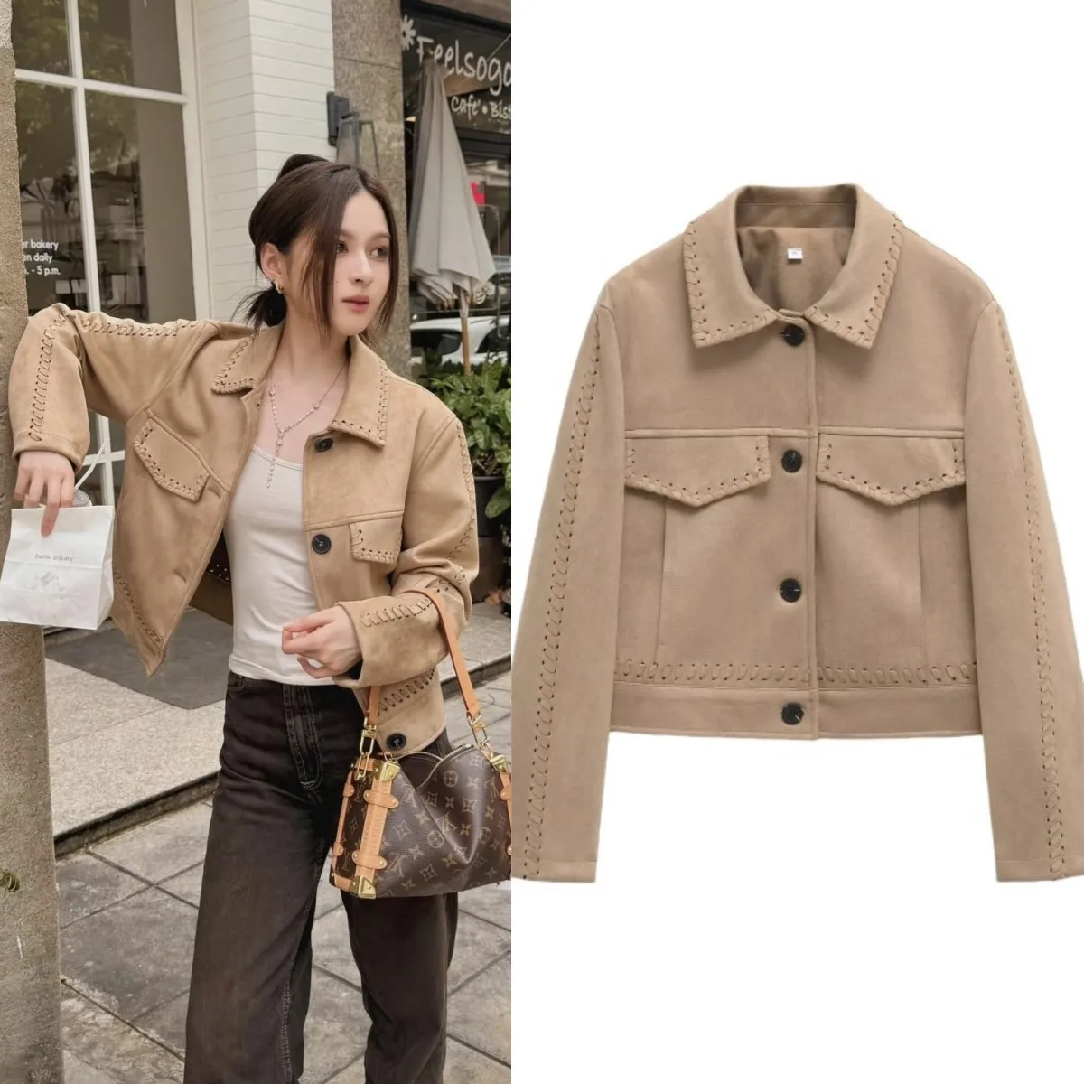 LIBIELIY Spring New Women's Fashion Handwoven With Detail Suede Texture Effect Jacket Lapel Short Jacket
LIBIELIY Spring New Women's Fashion Handwoven With Detail Suede Texture Effect Jacket Lapel Short Jacket