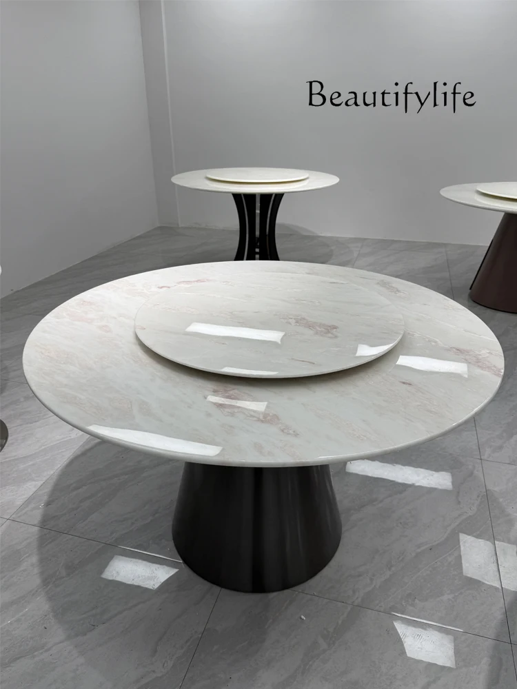 Rainbow rose luxury stone light luxury high sense natural luxury stone round table marble dining table and chair combination 
Rainbow rose luxury stone light luxury high sense natural luxury stone round table marble dining table and chair combination