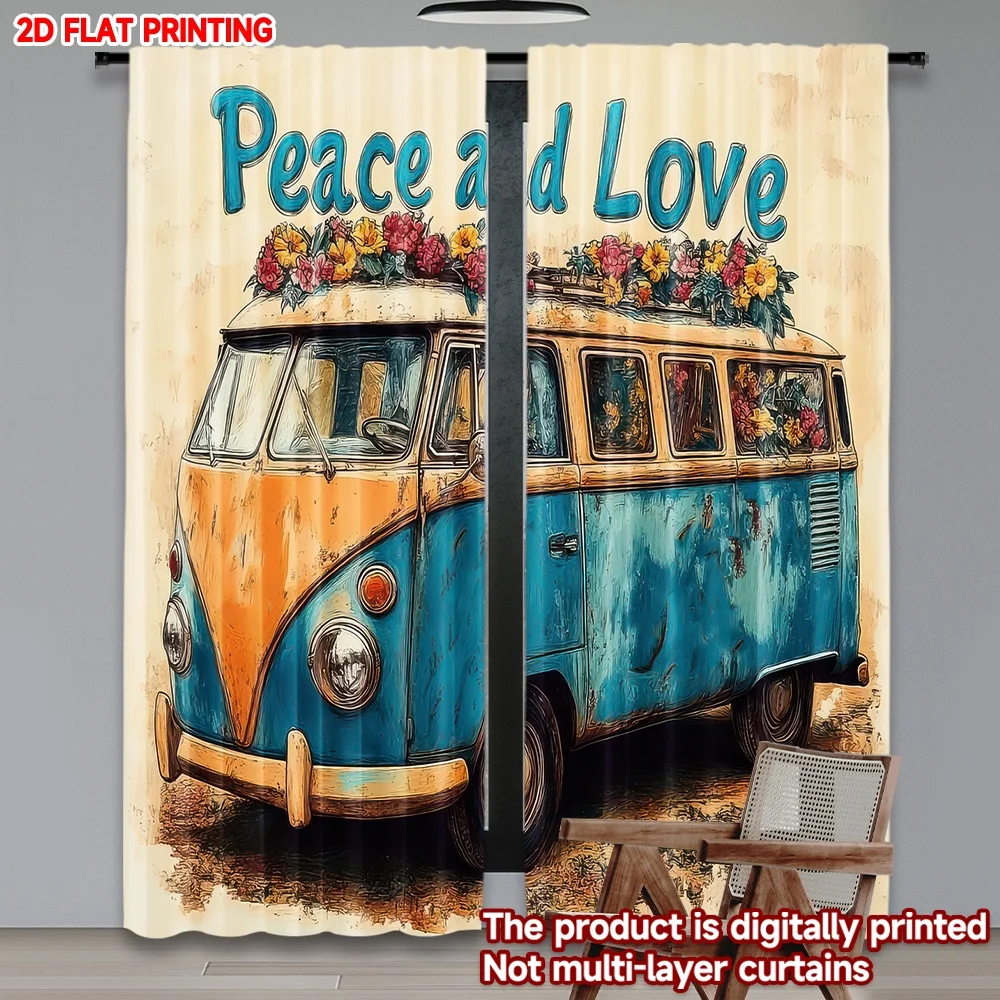 2D flat printing 2pcs Drapes Hippie Van with Flowers Digital Printed Polyester Drapes Seasonal Party & Holiday Decor Perfect for
2D flat printing 2pcs Drapes Hippie Van with Flowers Digital Printed Polyester Drapes Seasonal Party & Holiday Decor Perfect for