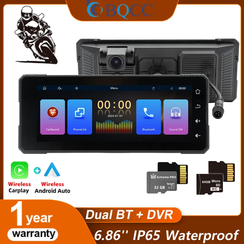 BQCC 6.86'' Motorcycle Wireless Carplay Android Auto Car Portable Player Dual BT DVR IP65 Waterproof Multimedia Smart Car Radio
BQCC 6.86'' Motorcycle Wireless Carplay Android Auto Car Portable Player Dual BT DVR IP65 Waterproof Multimedia Smart Car Radio