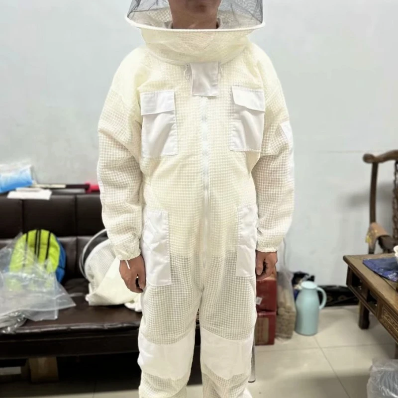 Beekeeping tool, white round hat, anti bee suit, export type, pure cotton bee protective suit, full set of one piece space suit
Beekeeping tool, white round hat, anti bee suit, export type, pure cotton bee protective suit, full set of one piece space suit