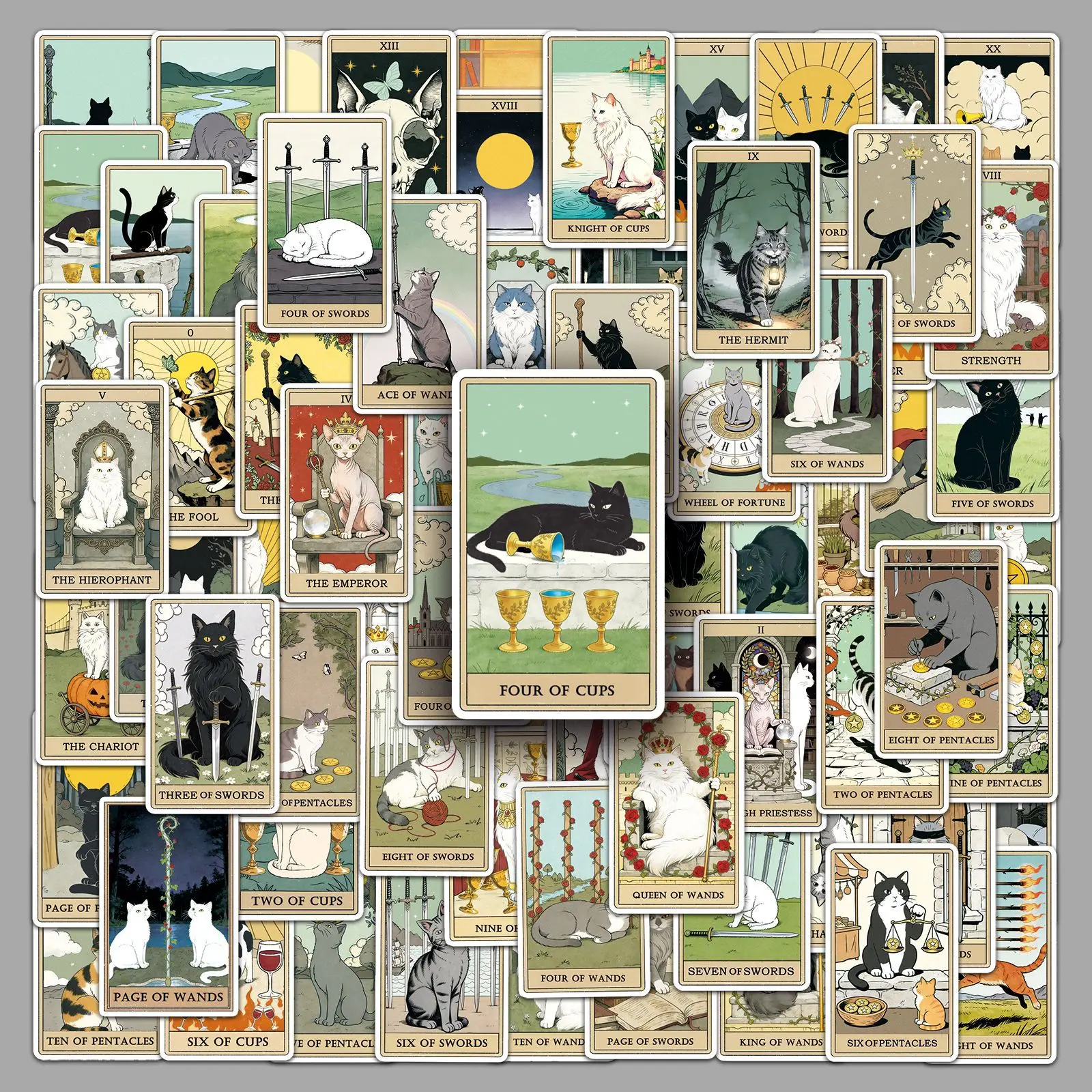 78PCS Cat Tarot Card Stickers Cute Kawaii Cat Tarot Deck Decorative DIY Notebook Phone Case iPad Waterproof Stickers Kids Toy
78PCS Cat Tarot Card Stickers Cute Kawaii Cat Tarot Deck Decorative DIY Notebook Phone Case iPad Waterproof Stickers Kids Toy
