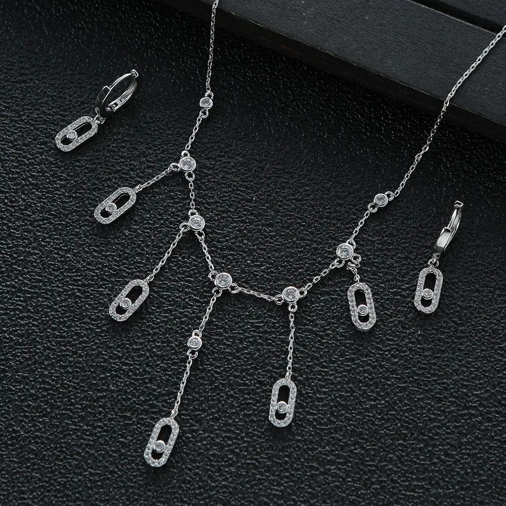 HIBRIDE New 2-piece set of fringed high-end brand necklace earrings light luxury jewelry prom holiday gift daily wear S-874
HIBRIDE New 2-piece set of fringed high-end brand necklace earrings light luxury jewelry prom holiday gift daily wear S-874