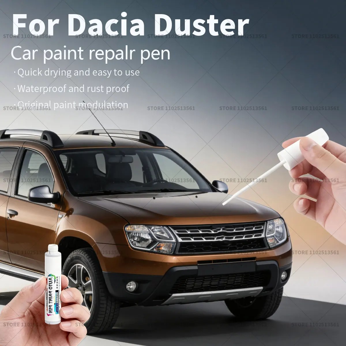 Ручка для ремонта автомобильной краски для 2010-2025 Dacia Duster, аксессуары для ремонта царапин, черный B20, оранжевый, красный, синий, серебристый, белый
Ручка для ремонта автомобильной краски для 2010-2025 Dacia Duster, аксессуары для ремонта царапин, черный B20, оранжевый, красный, синий, серебристый, белый