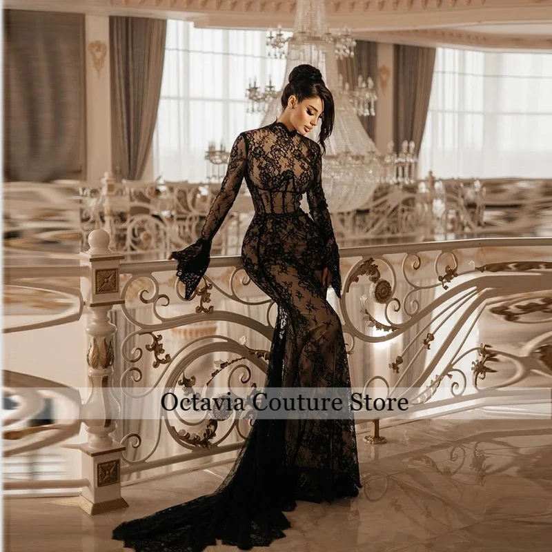 Mermaid Lace Arab Prom Dresses O-neck Full Sleeves Evening Gown 2025 Long Special Dress Robe De Soirée Customized
Mermaid Lace Arab Prom Dresses O-neck Full Sleeves Evening Gown 2025 Long Special Dress Robe De Soirée Customized