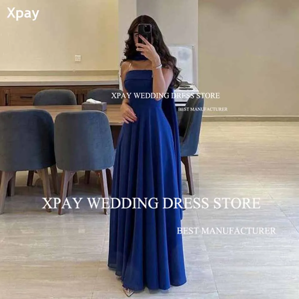 XPAY Strapless Royal Blue Evening Dresses A Line Chiffon Prom Gown Sleeveless Pleat Elegant Backless Special Occasion Dress
XPAY Strapless Royal Blue Evening Dresses A Line Chiffon Prom Gown Sleeveless Pleat Elegant Backless Special Occasion Dress