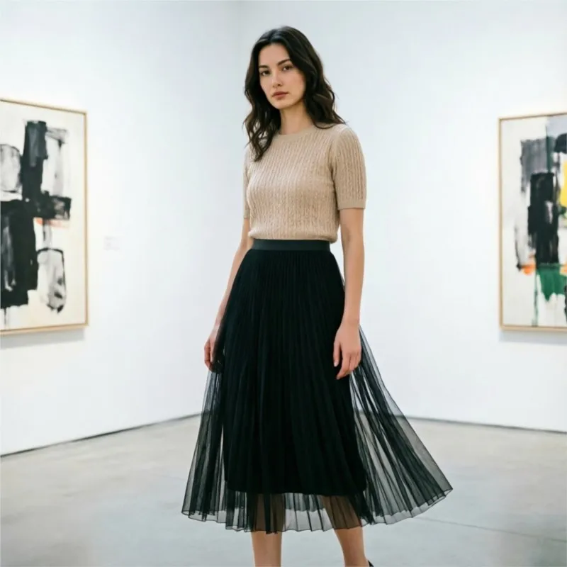 Women's Pleated Tulle Midi Skirt High Waist A-Line Flowy Chiffon Long Skirt for Summer Casual Beach Vacation | Multiple Colors
Women's Pleated Tulle Midi Skirt High Waist A-Line Flowy Chiffon Long Skirt for Summer Casual Beach Vacation | Multiple Colors