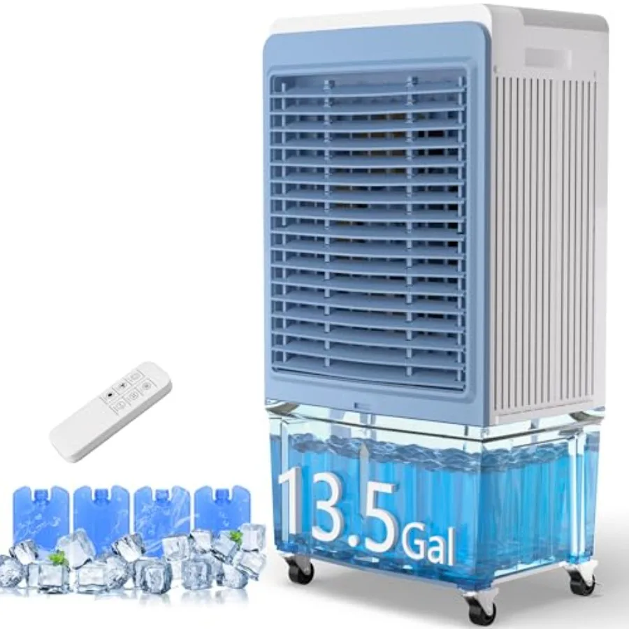 6000 CFM Swamp Cooler Air Conditioner, Outdoor Evaporative Air Cooler with 13.5 Gal Water Tank, Remote, 120 Oscillation, 12H Ti
6000 CFM Swamp Cooler Air Conditioner, Outdoor Evaporative Air Cooler with 13.5 Gal Water Tank, Remote, 120 Oscillation, 12H Ti