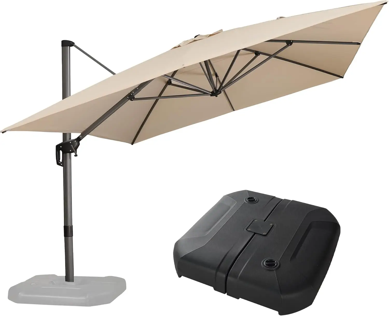 LEAF 10' X 13' Patio Umbrella with Base Outdoor Cantilever Rectangle Umbrella Aluminum Offset Umbrella with 360-degree Rotation
LEAF 10' X 13' Patio Umbrella with Base Outdoor Cantilever Rectangle Umbrella Aluminum Offset Umbrella with 360-degree Rotation
