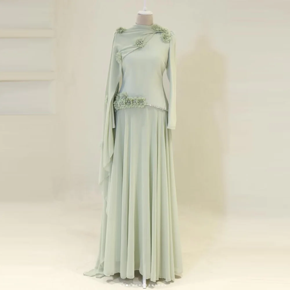 Customized High Quality Chiffon Handmade Flower Rhinestone A-Line Evening Dresses Formal High Collar Long Sleeves Prom Dresses
Customized High Quality Chiffon Handmade Flower Rhinestone A-Line Evening Dresses Formal High Collar Long Sleeves Prom Dresses