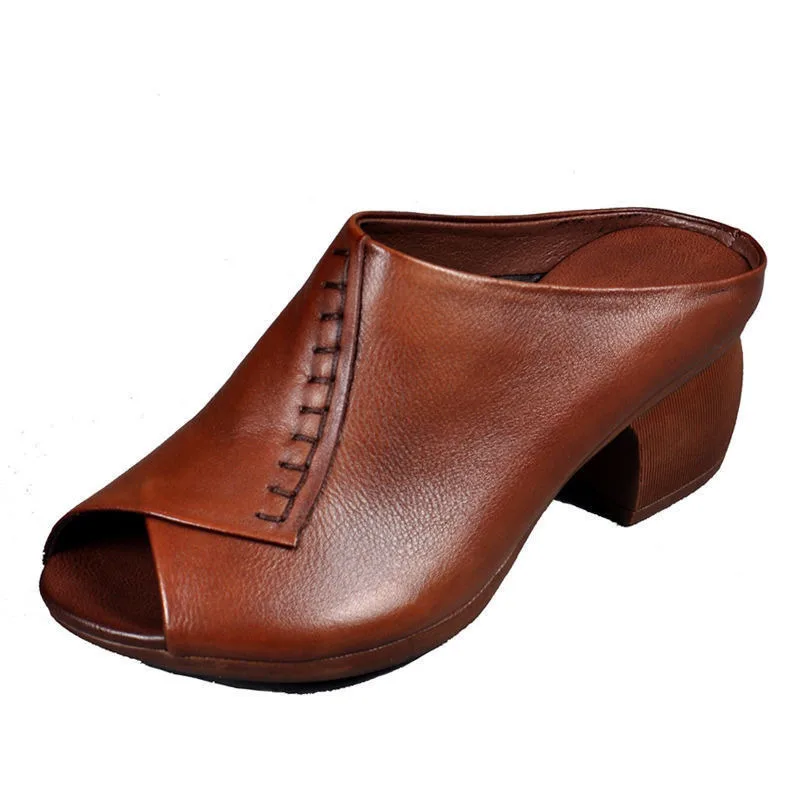 Thick-heeled Soft Leather Outer Slippers Fish Mouth Comfortable Versatile Mid-heeled Women Sandals Women's Mother's Shoes Women
Thick-heeled Soft Leather Outer Slippers Fish Mouth Comfortable Versatile Mid-heeled Women Sandals Women's Mother's Shoes Women