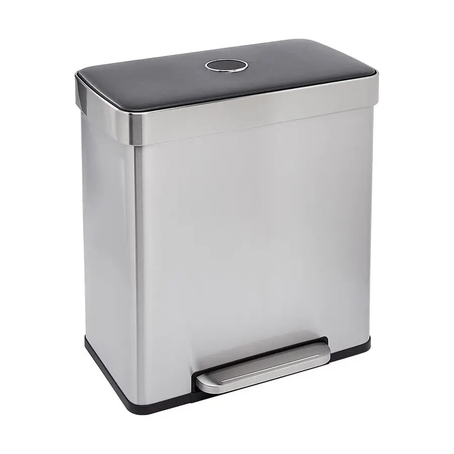 Dual Compartment Recycling Trash Can with SoftClose Lid and Removable Liner Buckets, 60 Liters, Rectangular, Grey, Silver
Dual Compartment Recycling Trash Can with SoftClose Lid and Removable Liner Buckets, 60 Liters, Rectangular, Grey, Silver