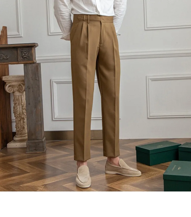 New Casual Solid Color Suit Trousers Men Spring Trendy Belt High Waist Pants Male Business Office Fashion Pleated Straight Pants
New Casual Solid Color Suit Trousers Men Spring Trendy Belt High Waist Pants Male Business Office Fashion Pleated Straight Pants
