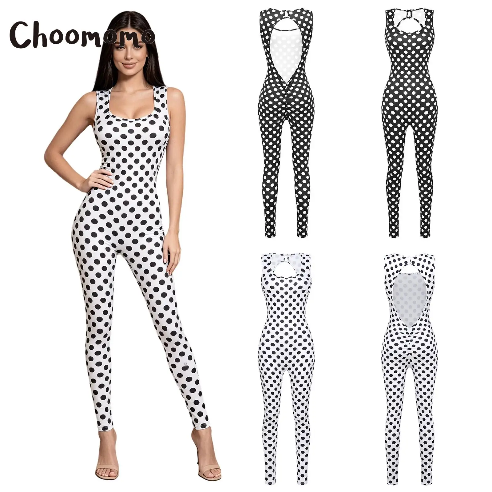 Womens Polka Dot Printed Rompers Sleeveless Back Hollow-out Leggings Bottom One Piece Jumpsuit for Vacation Weekend
Womens Polka Dot Printed Rompers Sleeveless Back Hollow-out Leggings Bottom One Piece Jumpsuit for Vacation Weekend