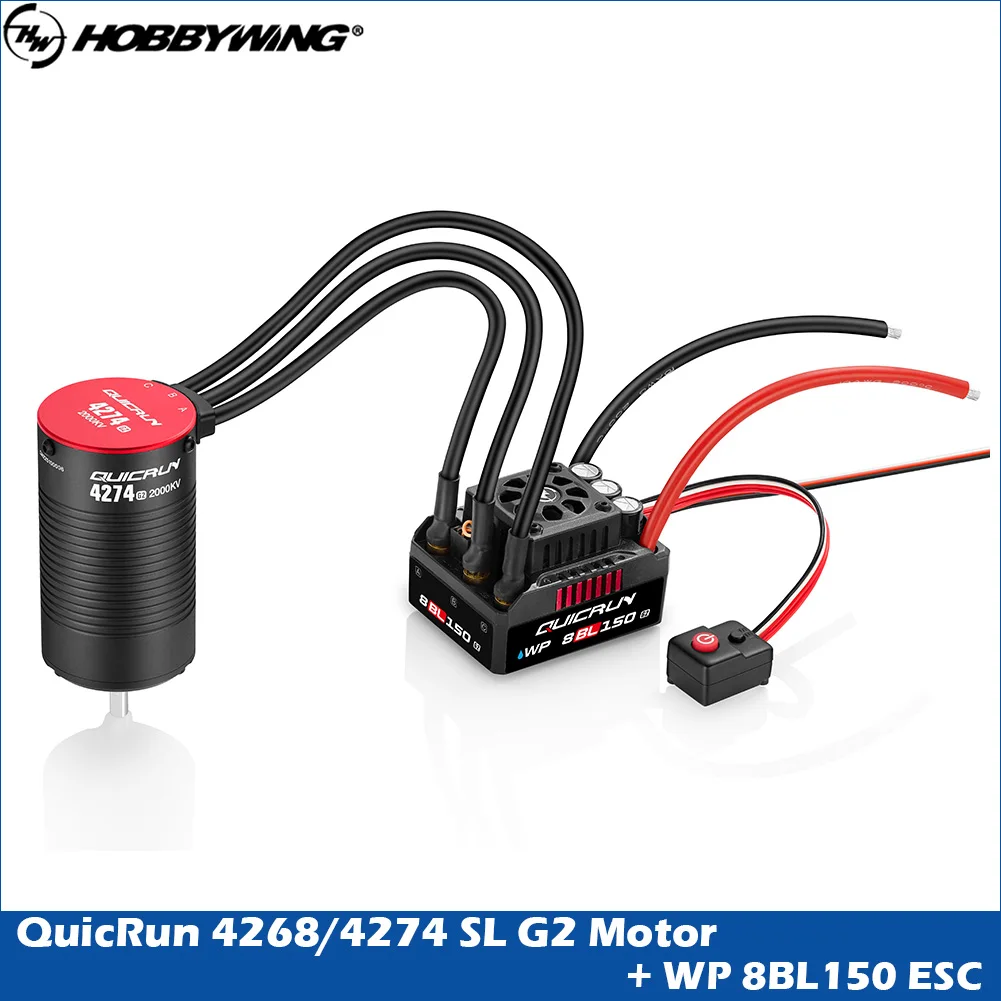 Hobbywing QuicRun WP 8BL150 150A G2 Waterproof Brushless ESC With 4274SL 2000KV / 4268SL 2600KV Brushless Motors for 1:8 RC Car
Hobbywing QuicRun WP 8BL150 150A G2 Waterproof Brushless ESC With 4274SL 2000KV / 4268SL 2600KV Brushless Motors for 1:8 RC Car