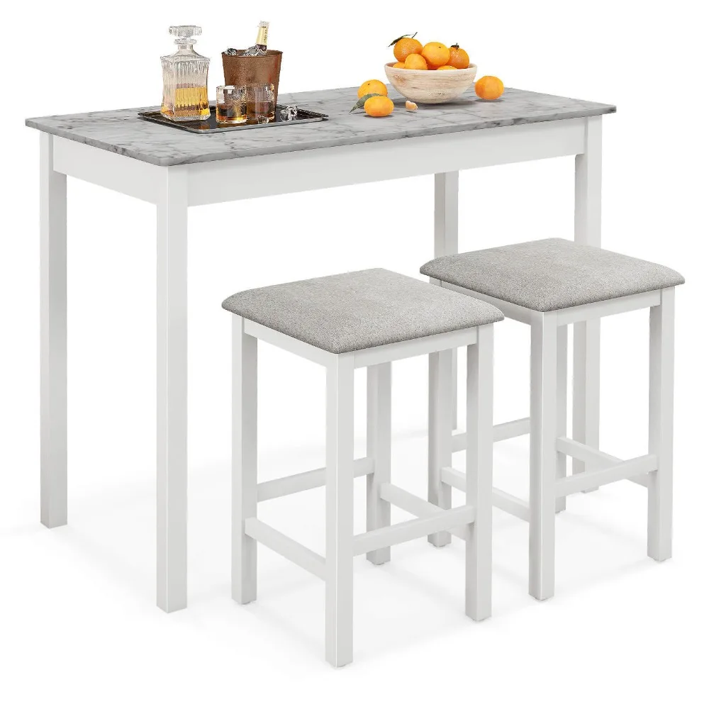 3 PCS Bar Table Set Dining Table & 2 Linen Fabric Padded Bar Stools Faux Marble
3 PCS Bar Table Set Dining Table & 2 Linen Fabric Padded Bar Stools Faux Marble