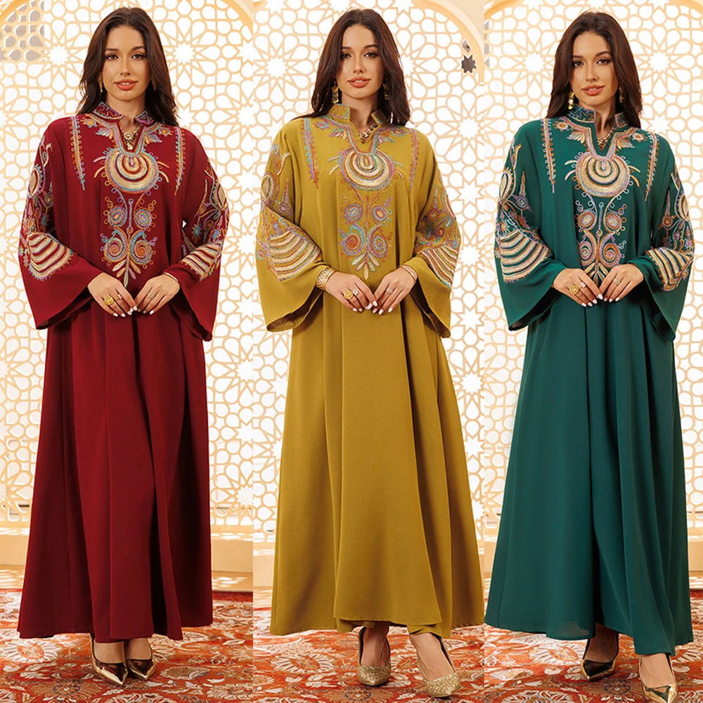 Red Green Yellow Abaya Embroidered Simple Muslim Women One-piece Clothing Ramadan Casual Women's Day Dresses Big Size Islam Gift
Red Green Yellow Abaya Embroidered Simple Muslim Women One-piece Clothing Ramadan Casual Women's Day Dresses Big Size Islam Gift