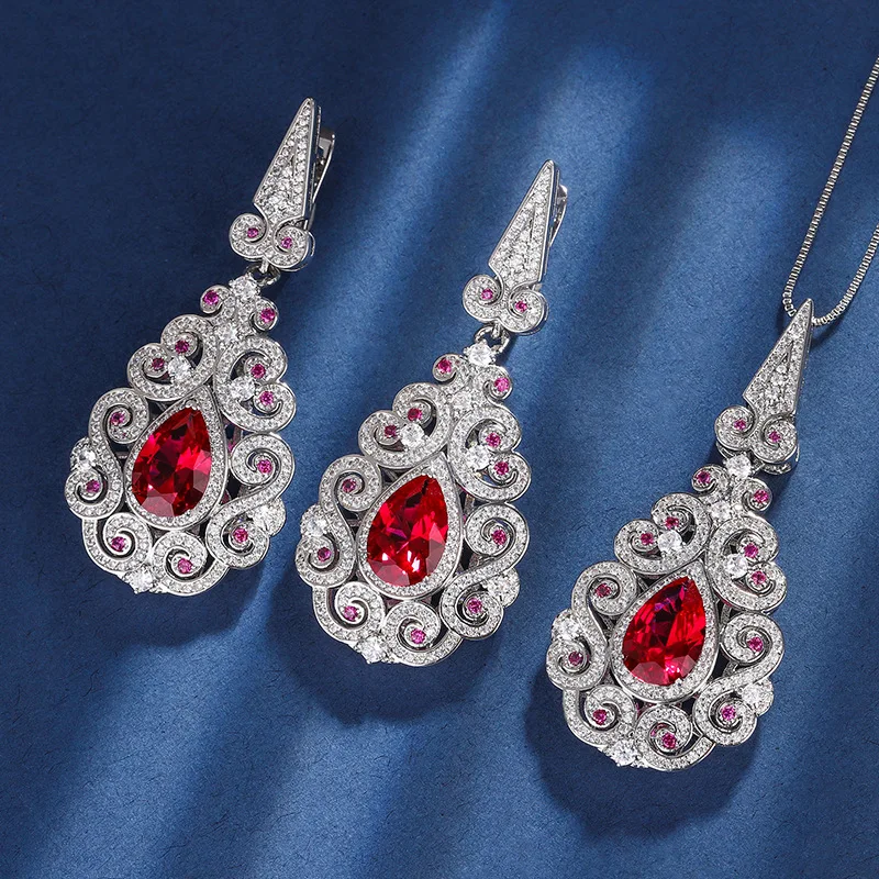 New hot-selling gold-plated red corundum palace-style vintage set with 8*12 main stone
New hot-selling gold-plated red corundum palace-style vintage set with 8*12 main stone