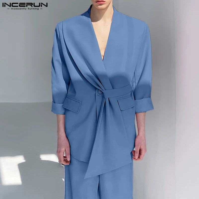 INCERUN Мужские комплекты, однотонный блейзер и брюки с длинными рукавами, комплекты из двух предметов, уличная одежда, свободные модные повседневные мужские костюмы 2025 года
INCERUN Мужские комплекты, однотонный блейзер и брюки с длинными рукавами, комплекты из двух предметов, уличная одежда, свободные модные повседневные мужские костюмы 2025 года