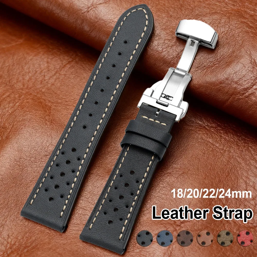 Universal Vintage Leather Watch Band Butterfly Buckle Stitching Cowhide Strap 18mm 20mm 22mm 24mm Brown Red Black Green Band
Universal Vintage Leather Watch Band Butterfly Buckle Stitching Cowhide Strap 18mm 20mm 22mm 24mm Brown Red Black Green Band