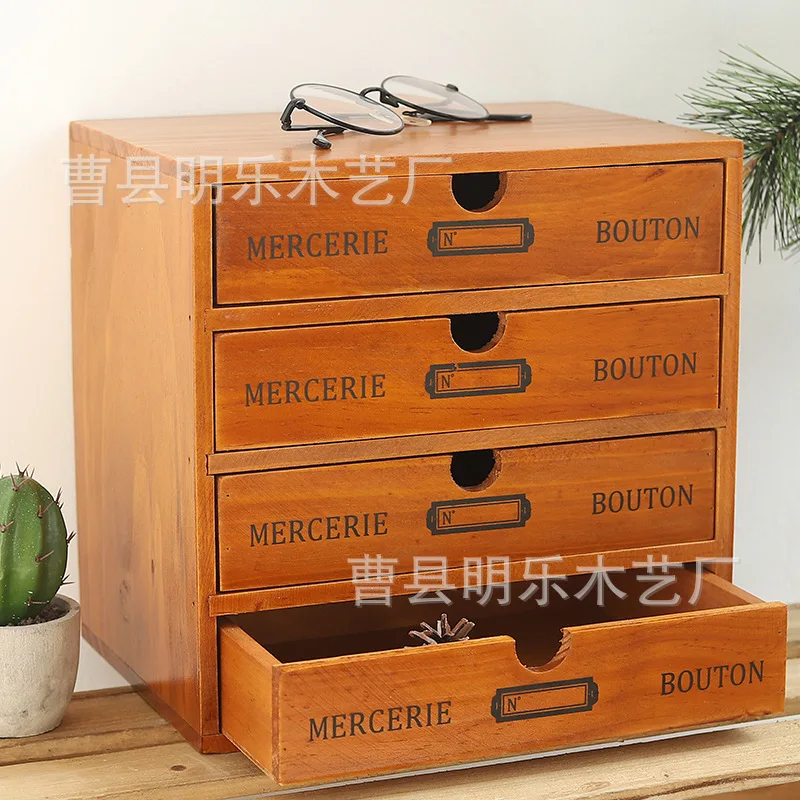 Wholesale zakka retro wooden office desktop 4-layer drawer-style small cabinet cosmetics multi-functional storage
Wholesale zakka retro wooden office desktop 4-layer drawer-style small cabinet cosmetics multi-functional storage