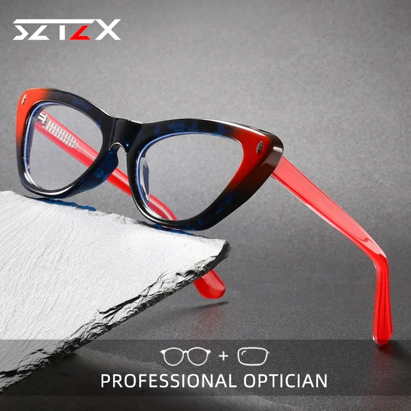 SZTZX Trendy Colorful Currents Blue Light Blocking Women Myopia Glasses Cat Eye Progressive Prescription Optical Reading Glasses
SZTZX Trendy Colorful Currents Blue Light Blocking Women Myopia Glasses Cat Eye Progressive Prescription Optical Reading Glasses